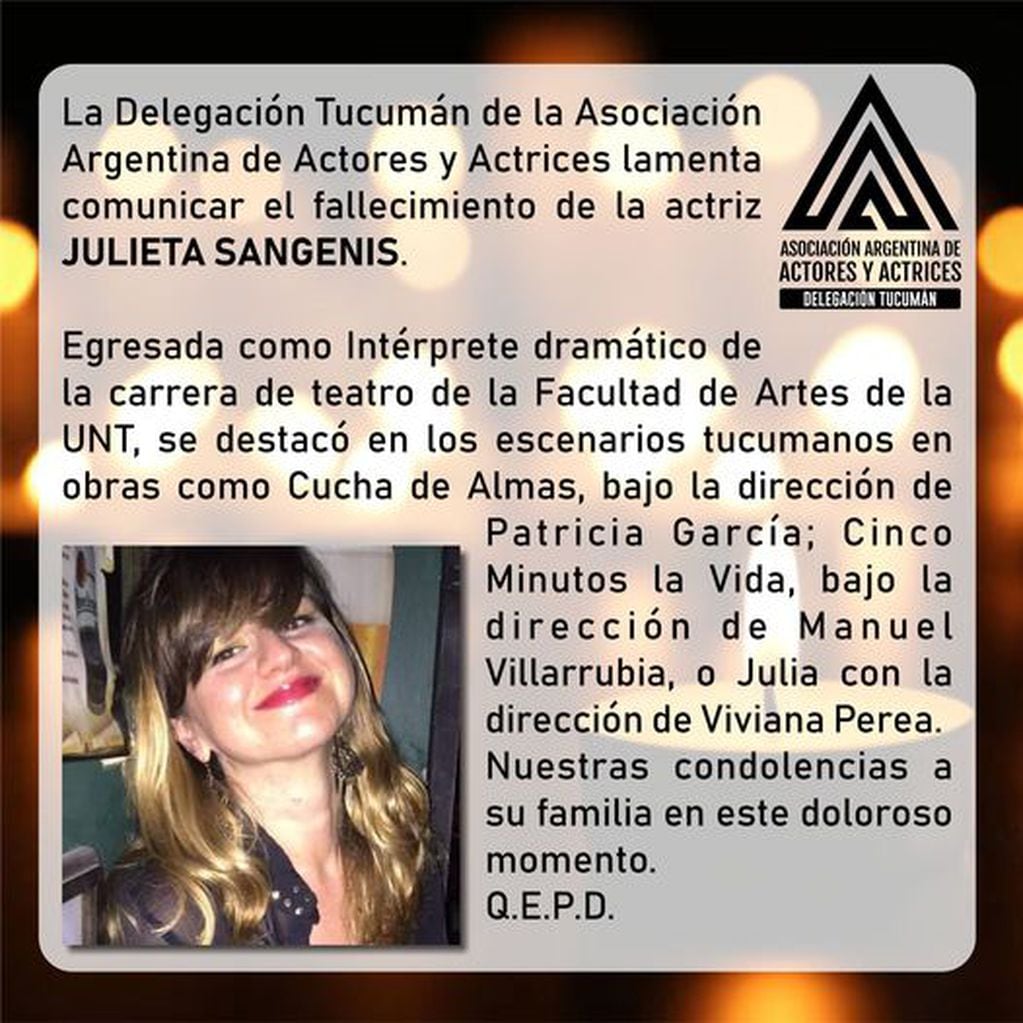 El comunicado de Actores Delegación Tucumán.