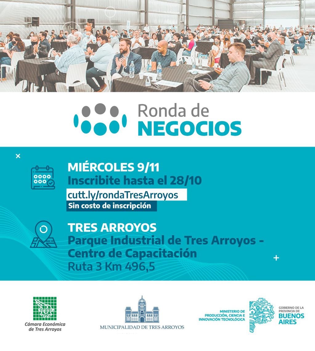 Inscripciones abiertas para el conversatorio de la Ronda Multisectorial de Negocios Tres Arroyos