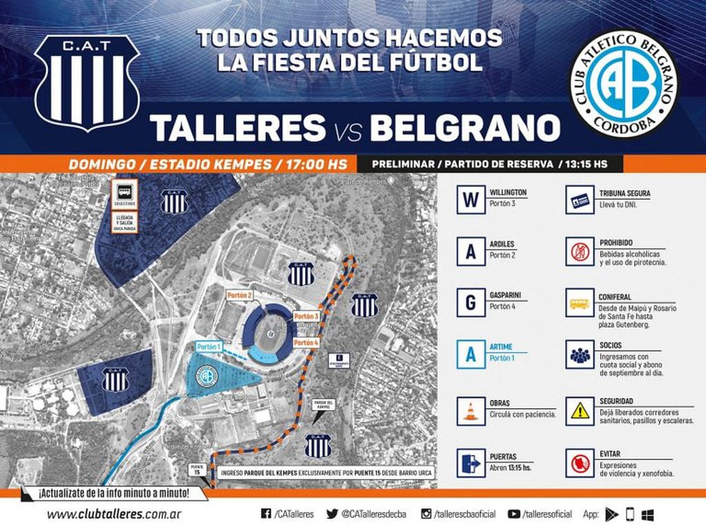Toda la información del clásico entre Talleres y Belgrano.