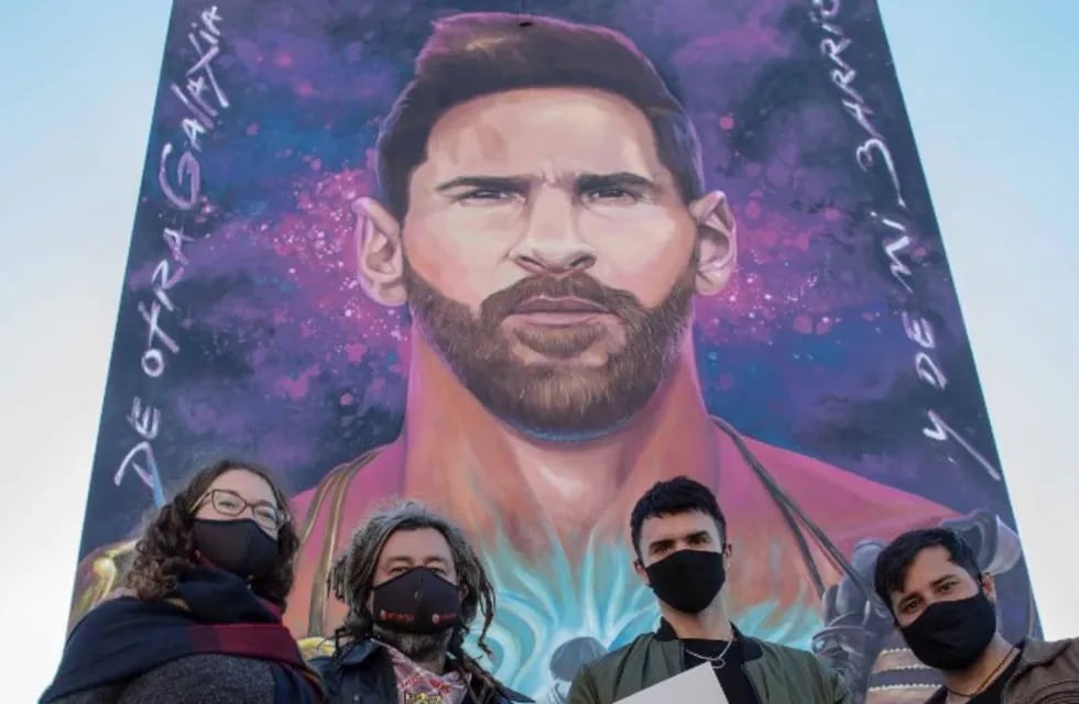 El mural de Lionel Messi en barrio La Bajada