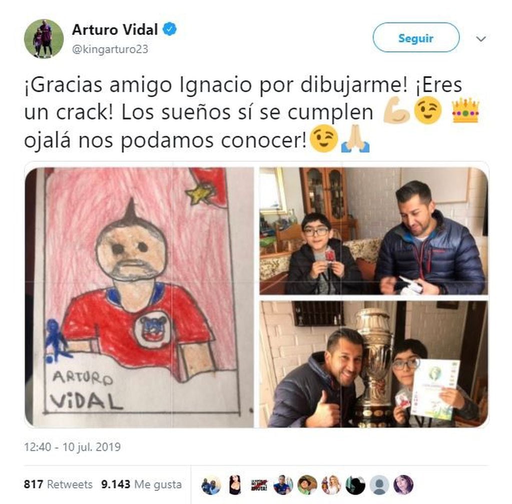 Dibujó sus propias figuritas porque su mamá no podía comprárselas (Foto: Twitter)