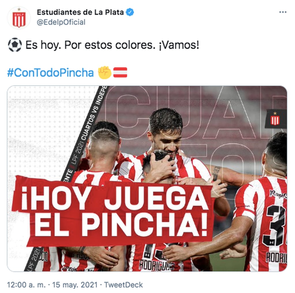 Estudiantes recibe a Independiente en La Plata.