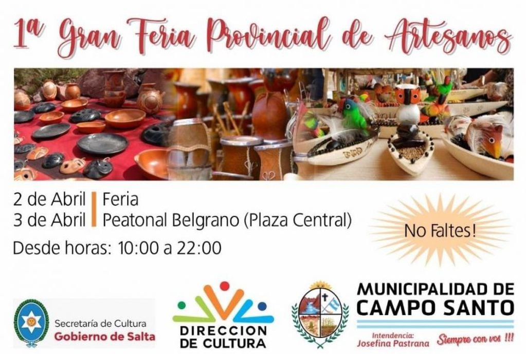 Se celebra el viernes 2 y sábado 3 en el Paseo Peatonal Belgrano y la Plaza Central de Campo Santo.