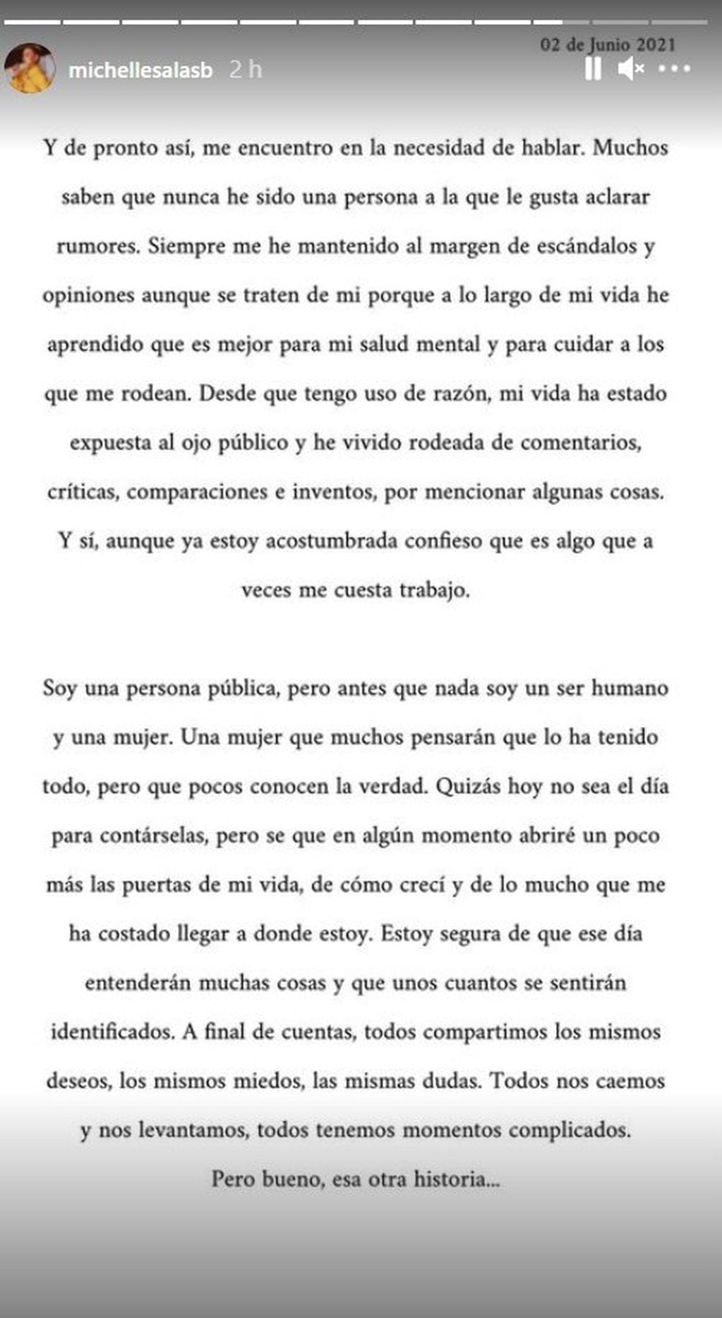 La carta de Michelle Salas enojada con la serie de Luis Miguel