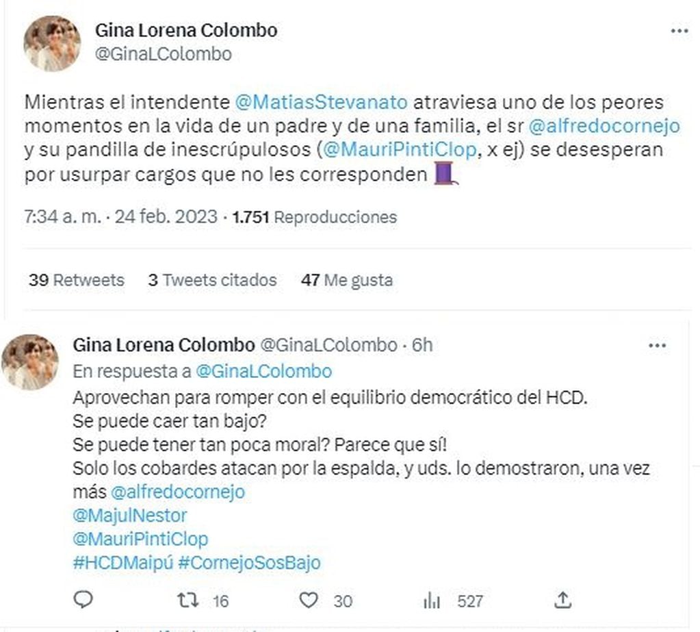 El tuit de Colombo, repudiando al UCR