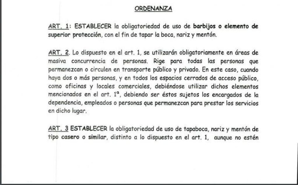 Ordenanza para el uso de tapabocas en la ciudad.
foto:EQSnotas