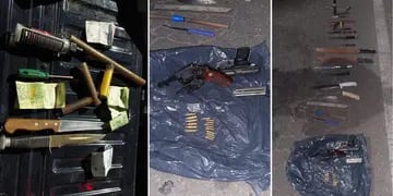 Secuestraron armas y municiones en colectivos donde viajaban los hinchas de Godoy Cruz (Prensa Ministerio de Seguridad)