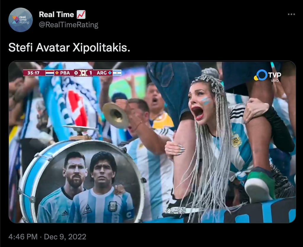 Stefy Xipolitakis celebrando la victoria de Argentina.