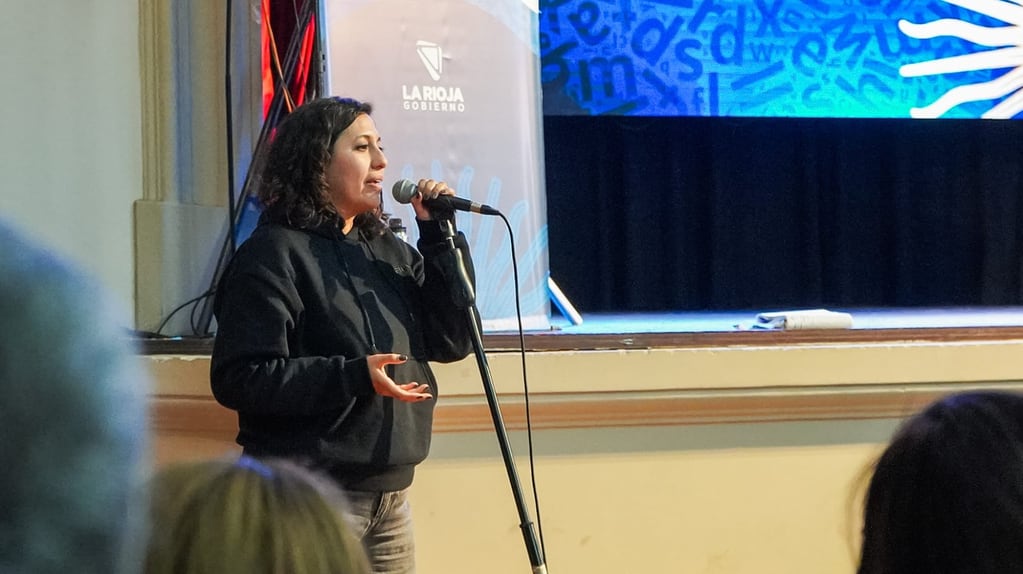 La diputada nacional por Jujuy de UxP Leila Chaher, en su intervención en en Congreso Regional de Cultura y Comunicación realizado en La Rioja.