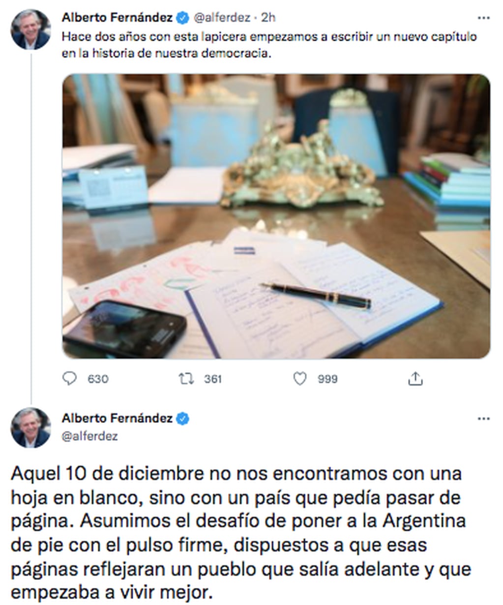El hilo de las promesas de Alberto Fernández, a dos años del inicio de su gestión.