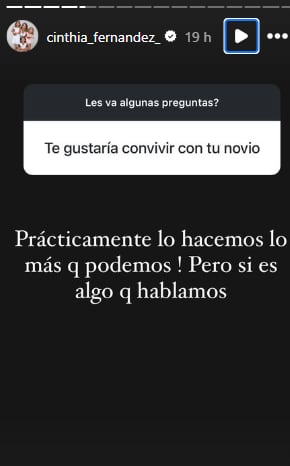 Cinthia Fernández habló de la posibilidad de convivencia con Roberto Castillo