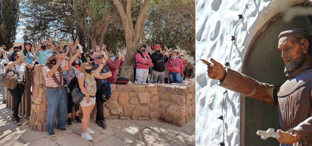 En la torre del Cabildo de Humahuaca, cada mediodía se abre la hornacina desde donde sale a bendecir a la comunidad la imagen articulada de san Francisco Solano, un momento imperdible para los turistas que llegan a la histórica ciudad quebradeña.