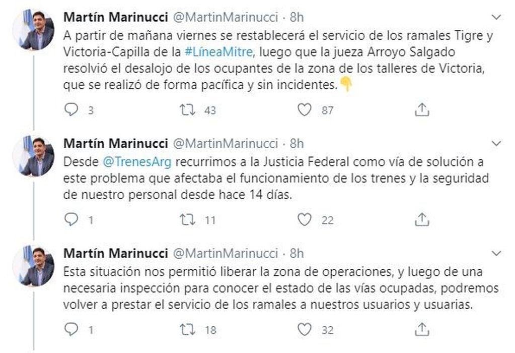 El presidente de Trenes Argentinos, Martín Marinucci. (Twitter)