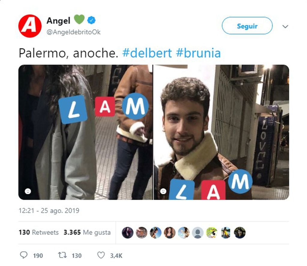 Albert Baró y Delfi Chaves fueron vistos juntos en la noche porteña (Foto: Captura Twitter)