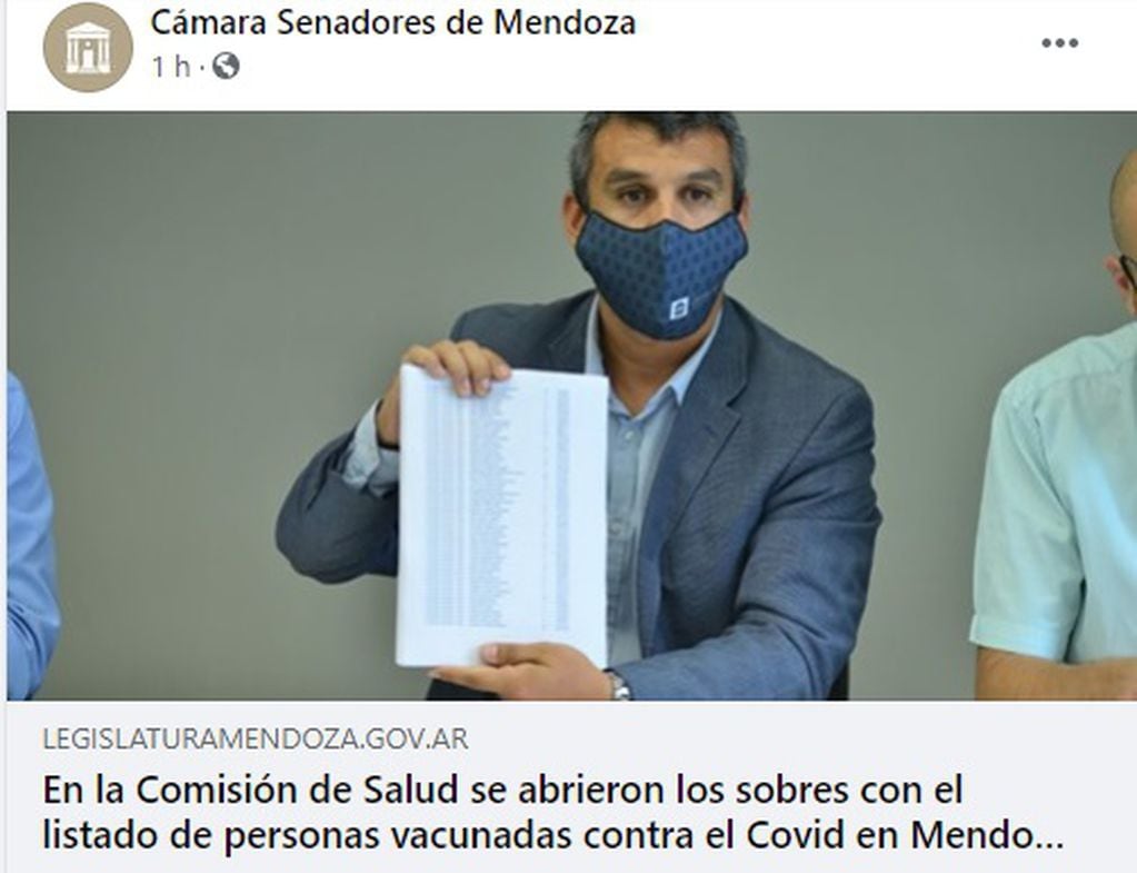 Hicieron oficial el listado de vacunados en Mendoza