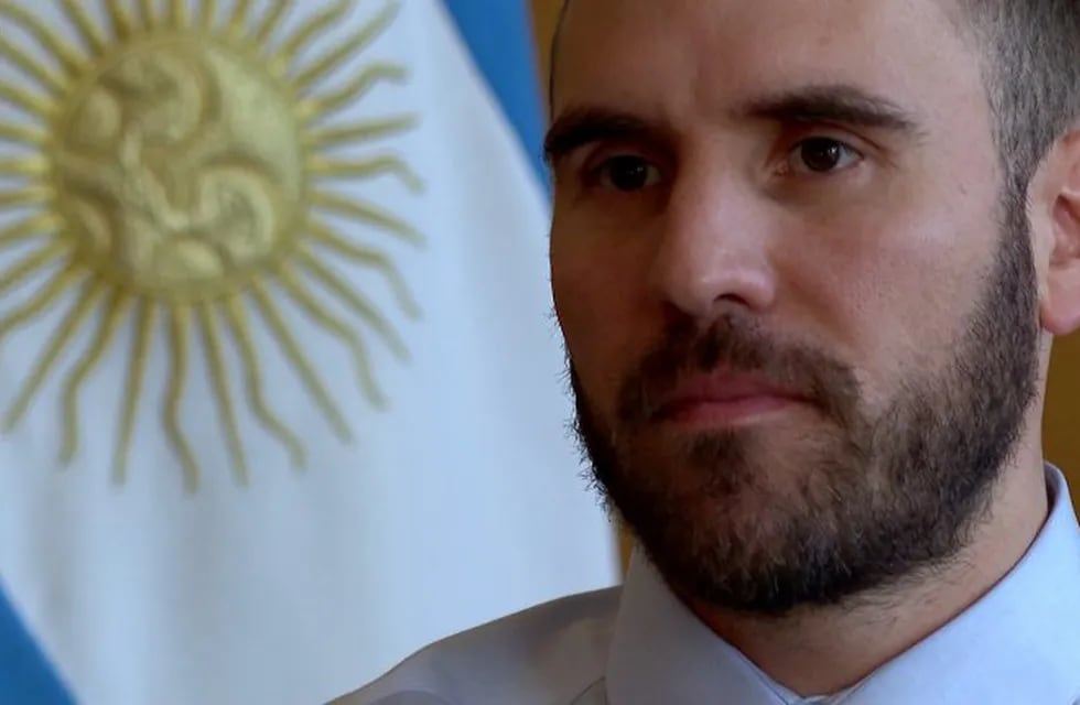 Screen grab diplaying Argentina's Economy Minister Martin Guzman during an interview with the foreign press at the Casa Rosada government palace in Buenos Aires, on May 28, 2020, amid the new coronavirus pandemic. (Photo by - / AFP tv / AFP)
