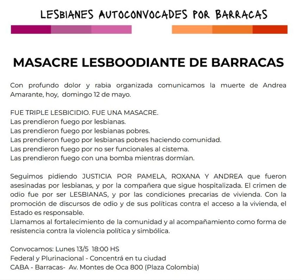 Las organizaciones LGBTIQ de la ciudad denunciaron una "masacre lesboodiante".