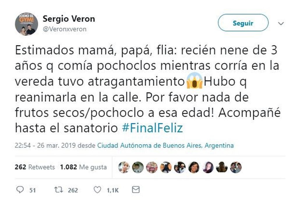 El tuit de Sergio Verón (Twitter)