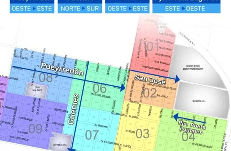 Mapa de circulación de calles en Brinkmann