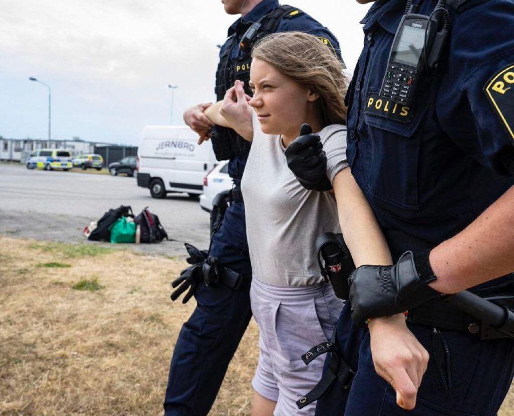 Greta Thunberg el día en que fue detenida. 