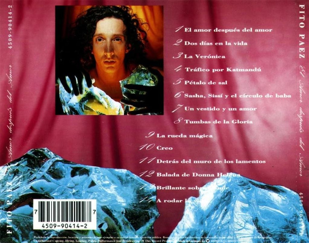 Contratapa de "El amor después del amor" (1992) de Fito Páez