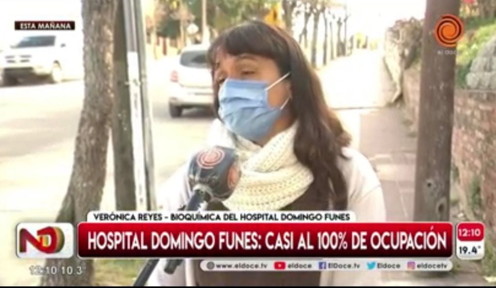 Bioquímica Verónica Reyes, del Hospital Domingo Funes en declaraciones a Noticiero Doce.