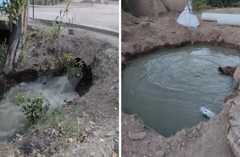 Foto del arreglo abierto y del desvío al cauce de riego en Guaymallén.