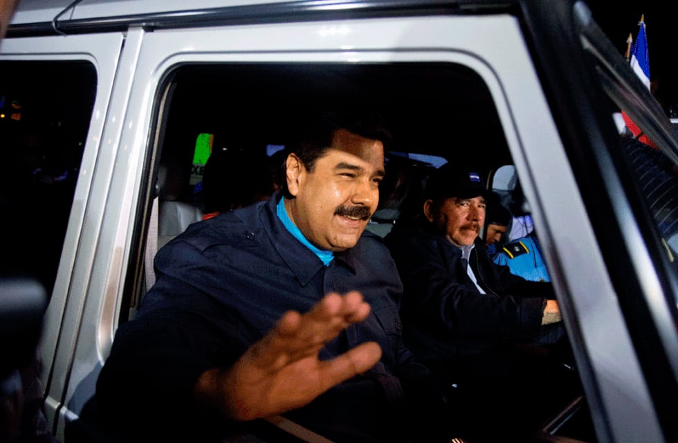 Nicolás Maduro junto a Daniel Ortega. El Fader los denunció a ambos.