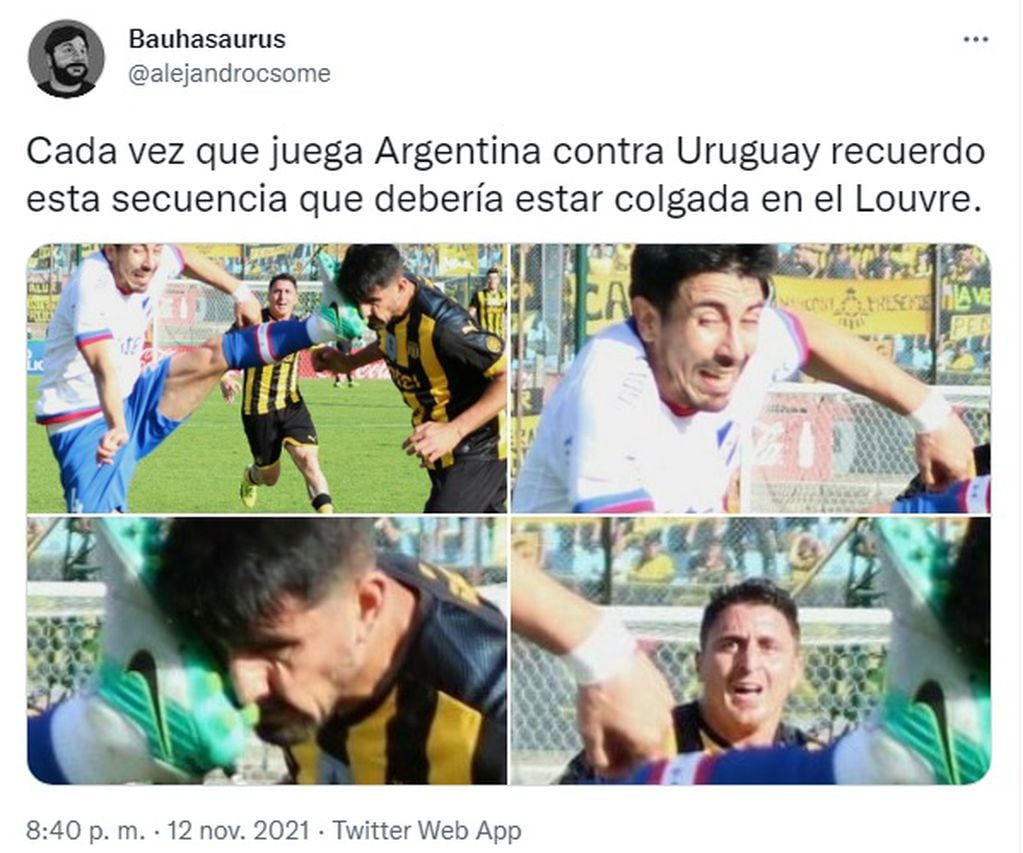 El ingenio de los usuarios se volcó en memes durante el partido de Argentina y Uruguay. (Foto: Twitter)
