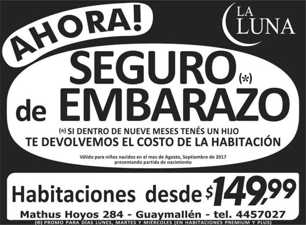 Publicidades del hotel La Luna en Mendoza.