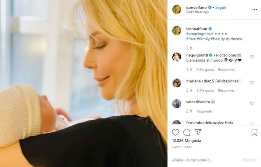 Graciela Alfano mostró por primera vez a su nieta Nina (Foto: Instagram)