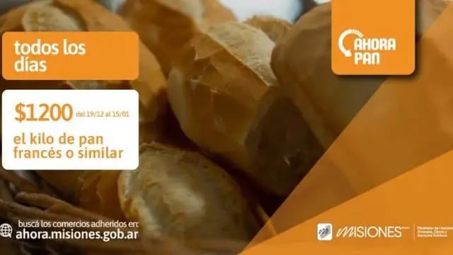 Misiones: el precio del pan se fija en $1200 por kilo con el programa Ahora Pan