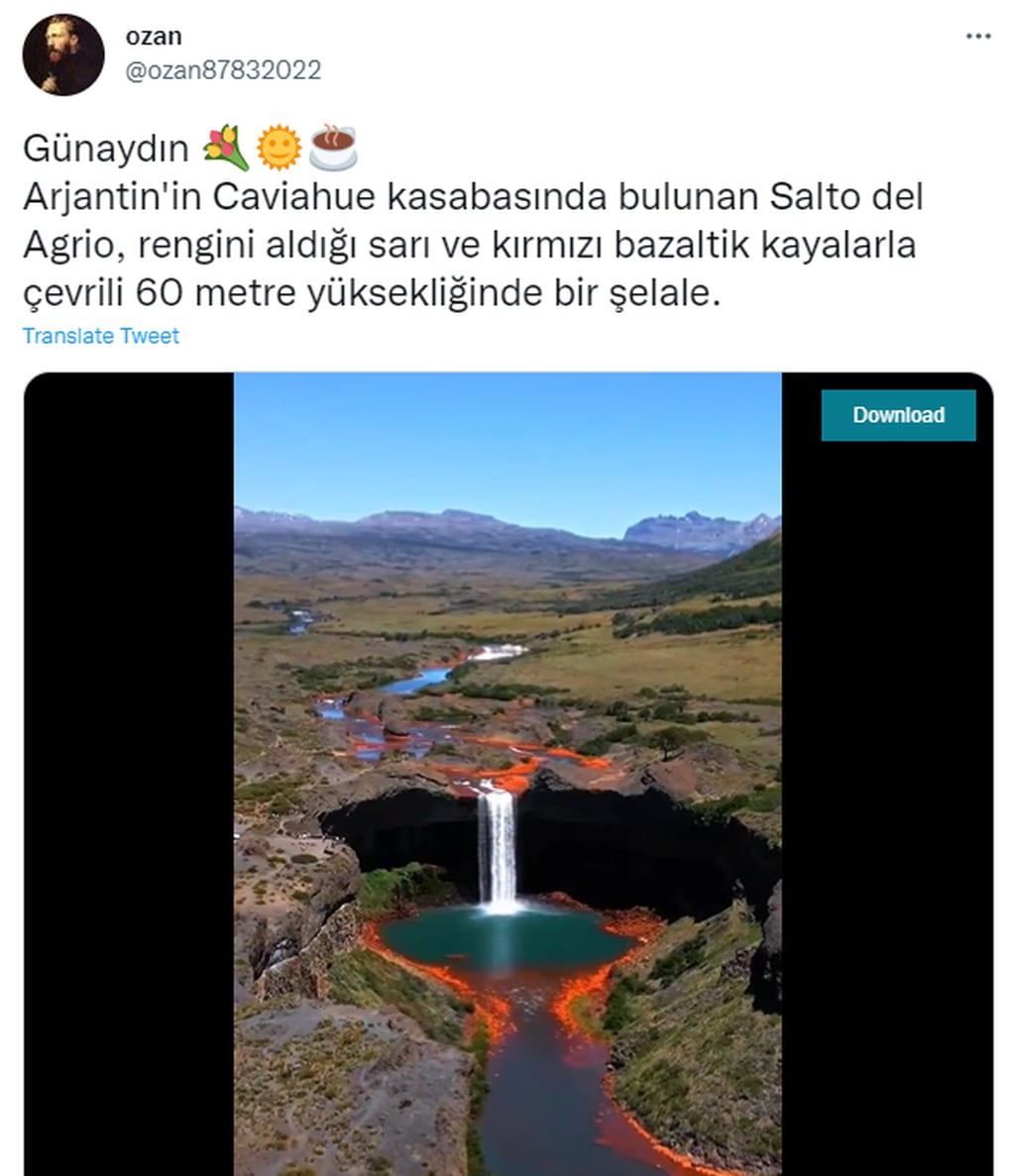 El Salto del Agrio, la asombrosa cascada de Neuquén que se viralizó por todo el mundo.