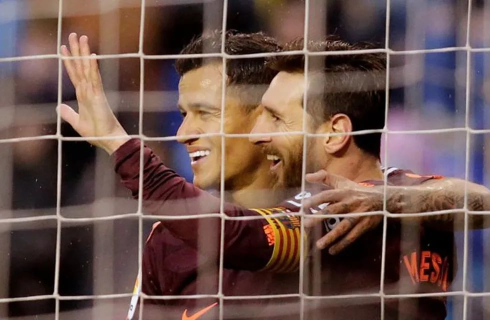 Leo y la red, un romance sin fin. Otra vez campeón con el Barcelona.