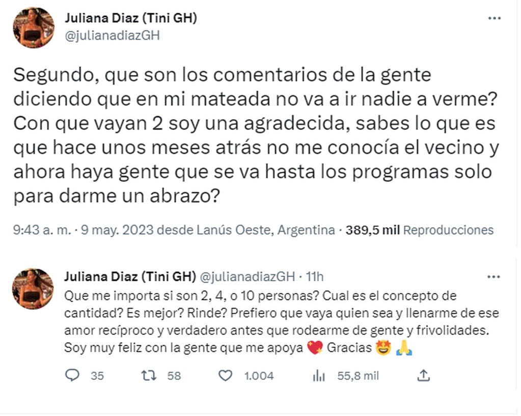 Juliana se enfrentó a los haters en Twitter