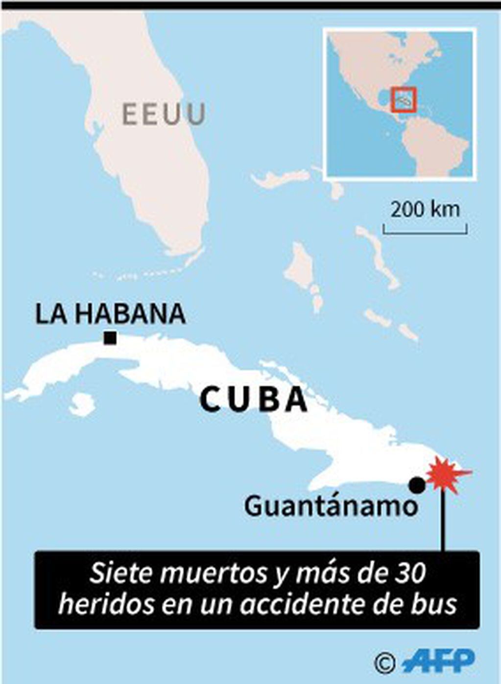 Lugar del accidente en Cuba (AFP).