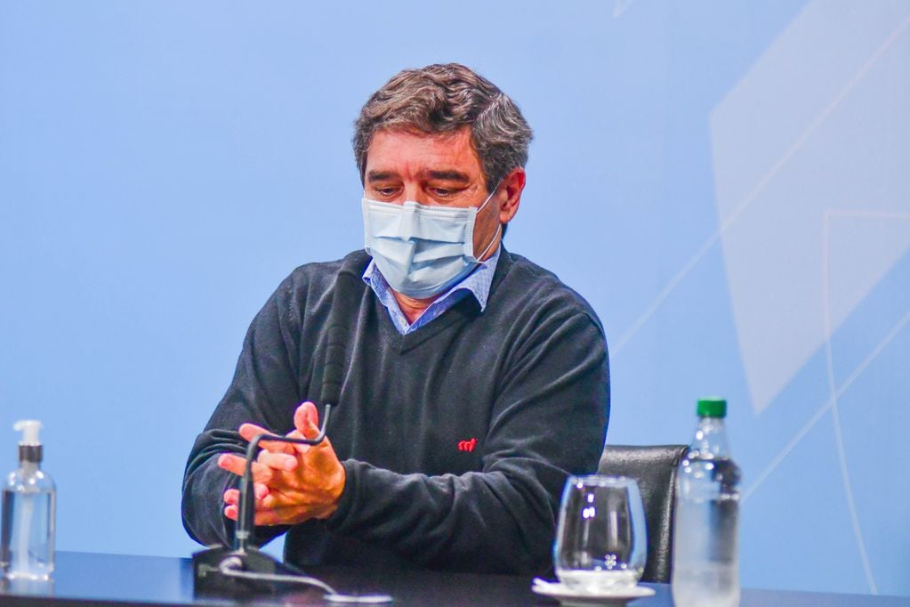 Fernan Quiros de Salud durante una conferencia en la Casa Rosada sobre las vacunas Sputnik V y su segundo componente Foto Federico Lopez Claro