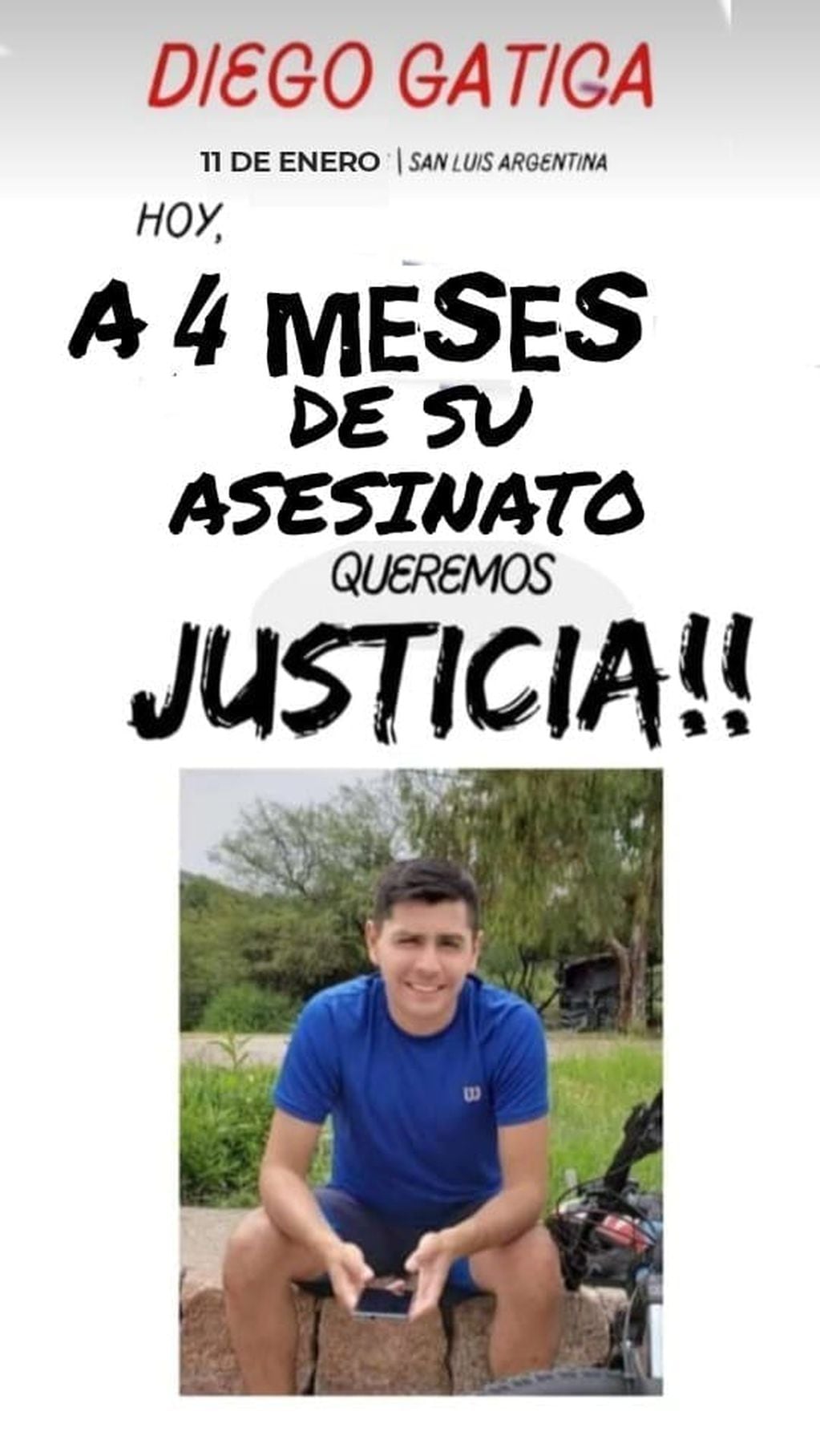El posteo de Carina Ledesma, mamá de Diego Gatica, policía asesinado en San Luis.