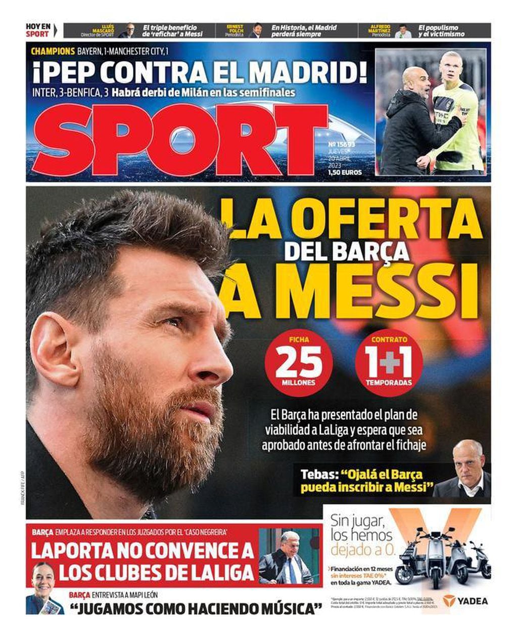 Portada del diario Sport.