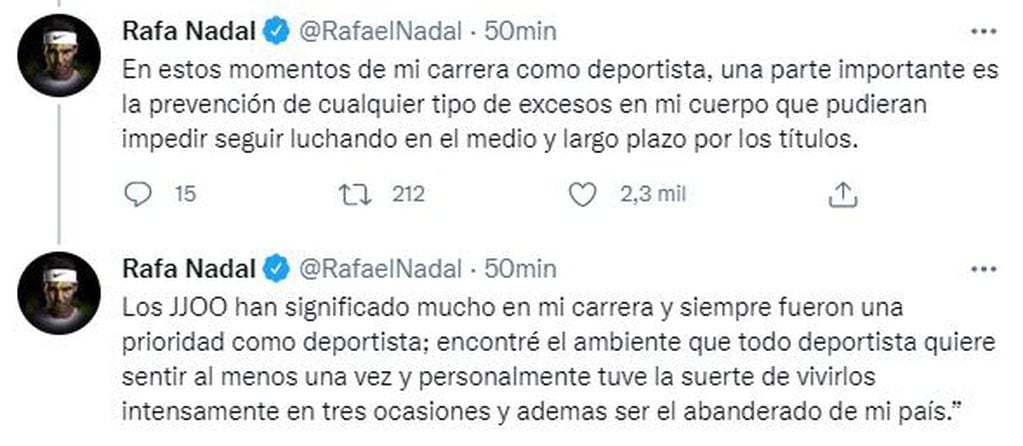 Rafael Nadal se tomará un descanso.