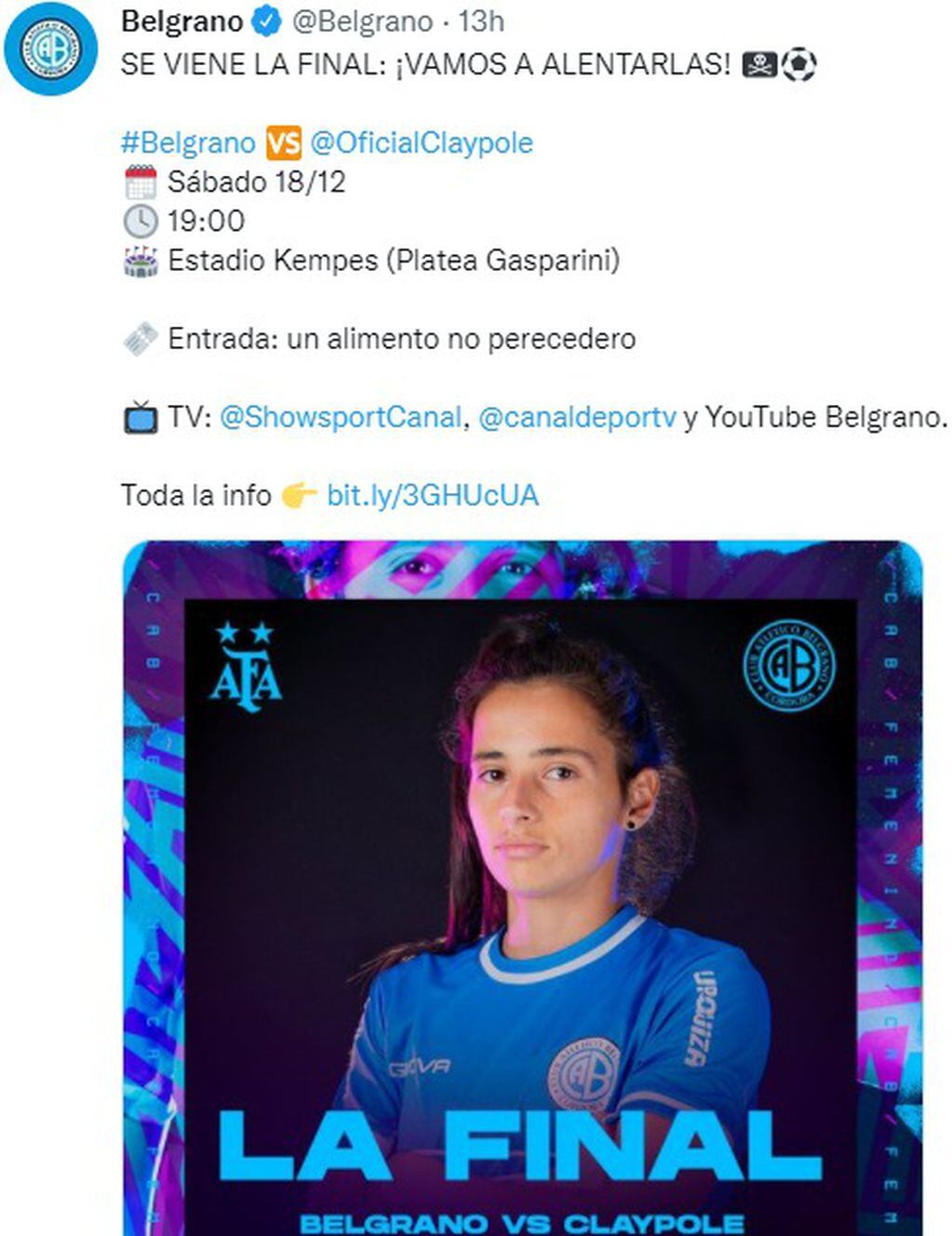 La Pomu Mariana Sánchez, alma del Belgrano que quiere título en fútbol femenino.