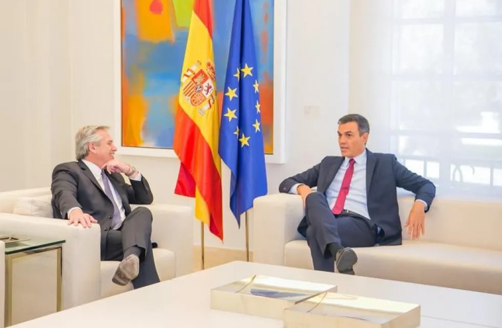 Alberto Fernández se reunió con el presidente español Pedro Sánchez. (Frente de Todos)