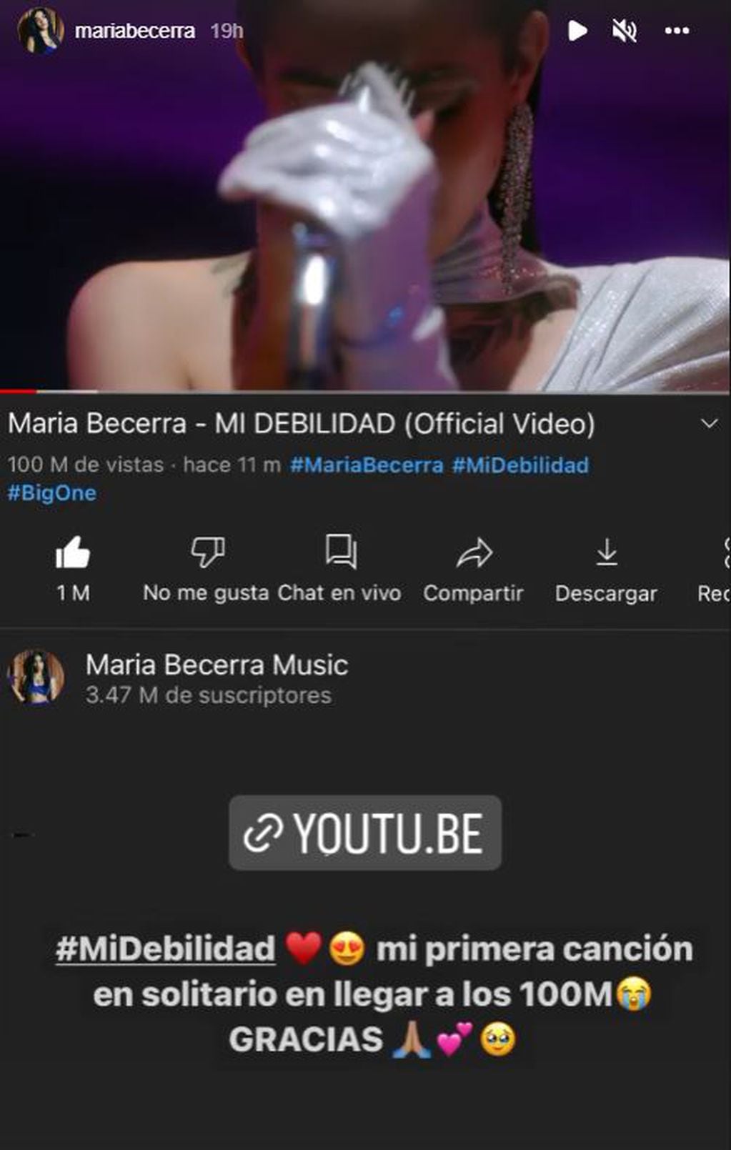 El nuevo récord de María Becerra con uno de sus temas como solista.