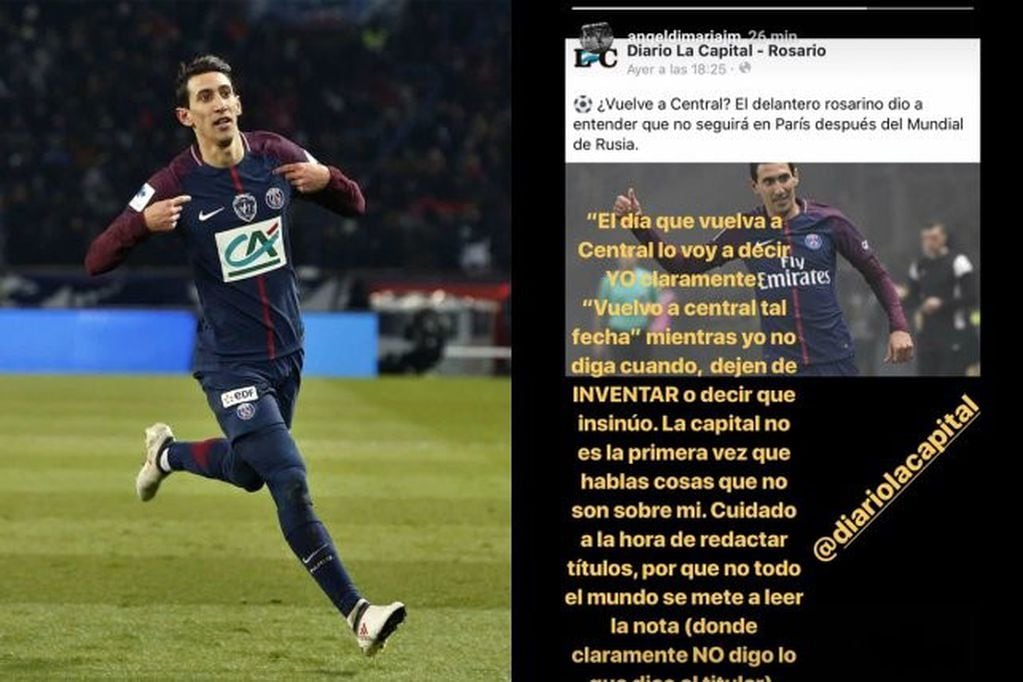 Ángel Di María negó su regreso a Central