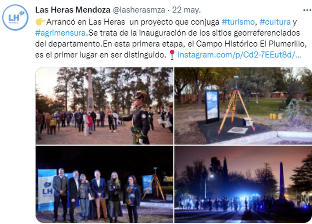 Inauguración de los sitios georreferenciados de Las Heras.