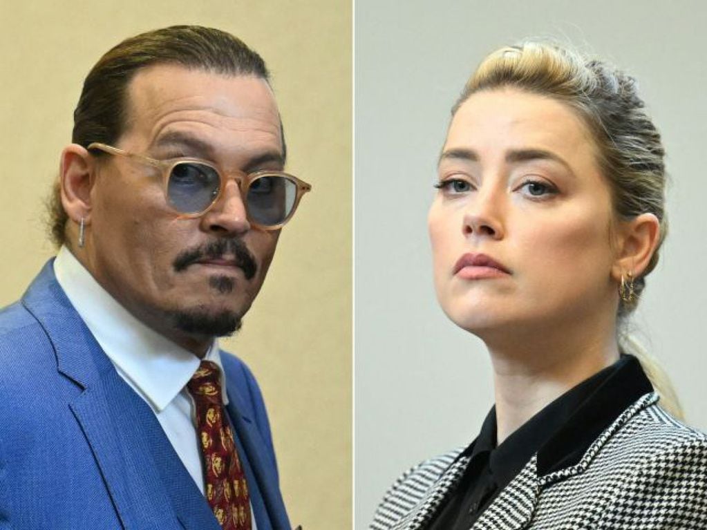 Amber Heard y Johnny Depp en el juicio por difamación.