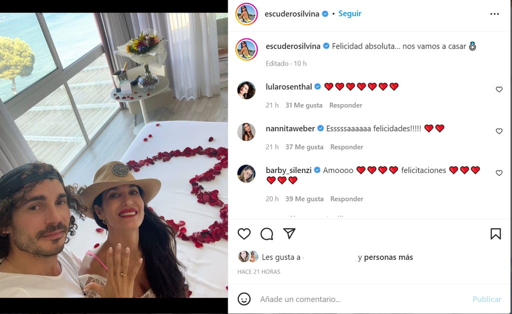 Silvina anunció que se iba a casar. (Instagram Silvina Escudero)