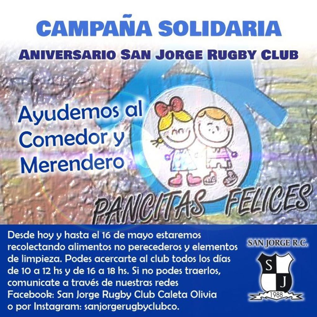 Campaña Solidaria organizada por San Jorge Rugby Club.