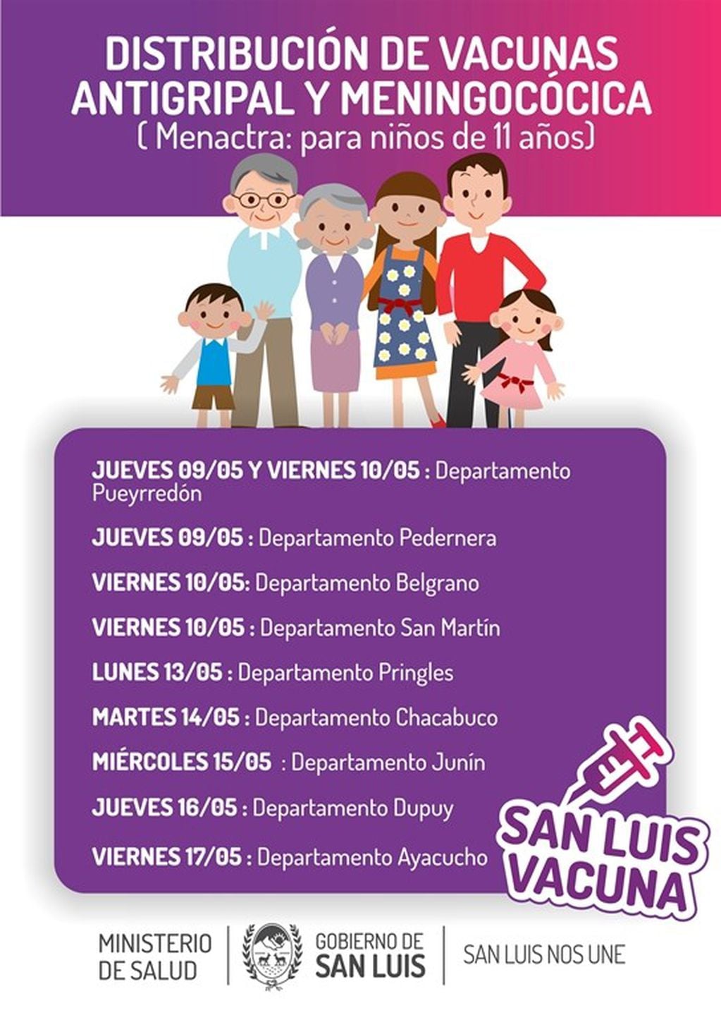 Distribución de la vacuna antigripal en San Luis.