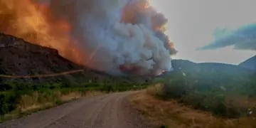 Mallín Cumé: un incendio forestal ya afectó 1.200 hectáreas al límite de Chubut y Río Negro